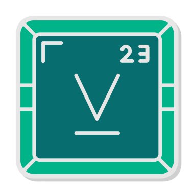 Vanadyum periyodik tablo simgesi. Vanadyum sembolü bilimsel vektör kimyasal element