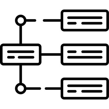 İş diyagramı simgesi. Ağ şeması simgesi. Veritabanı sembolü, vektör illüstrasyonu