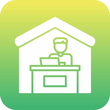 Ev hattı ikonunda çalış. Dışarıdan iş ilanı. Uzaktan ofis çalışanı sembolü. Kalite tasarım elemanı. Satır biçimi ev simgesi