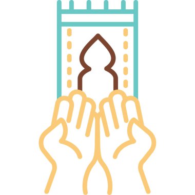 Elleri olan kilise, dua kavramı. Web simgesi basit illüstrasyon