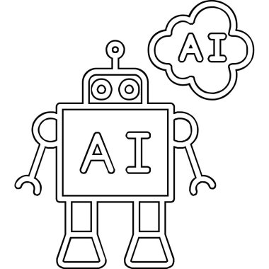 Yapay zeka. robot ikon vektör illüstrasyonu 