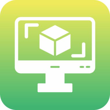 3D modelli bilgisayar ekranı, vektör illüstrasyonu