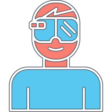 Artırılmış gerçeklik gözlüğü olan adam ikon vektör illüstrasyon tasarımı