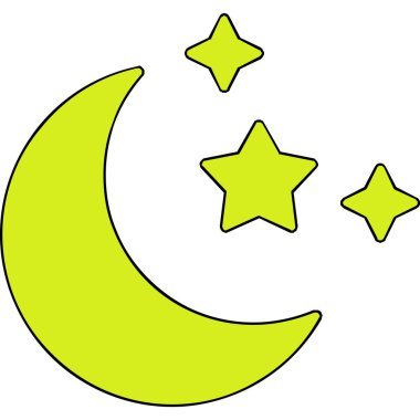 Yıldızlı ay. Web simgesi basit illüstrasyon 