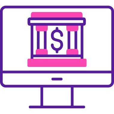 Çevrimiçi bankacılık simgesi vektör illüstrasyon grafik tasarımı