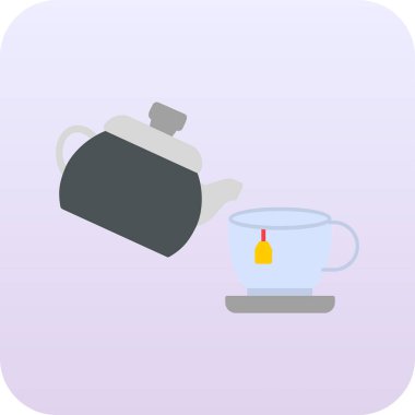 Çaydanlık ve çaydanlık ikon vektör çizimi