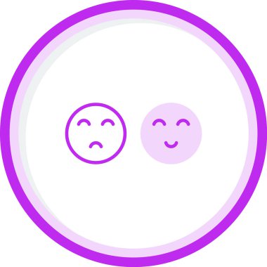 Mutlu ve üzgün yüz ifadeleri. Web basit illüstrasyonu