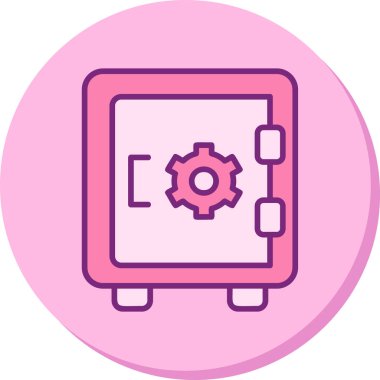 Dolap, güvenli, Vector Line Illustration. İş ve Finans simgesi.