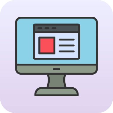 Web sitesi işareti, vektör illüstrasyonlu blog simgesi, bilgisayar ekranı