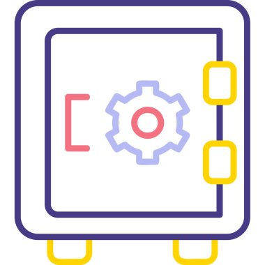 Dolap, güvenli, Vector Line Illustration. İş ve Finans simgesi.