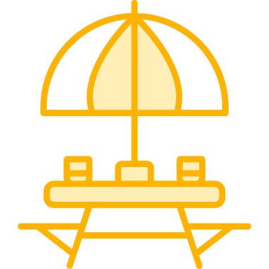 Sahildeki Açık Masa simgesinin vektör çizimi. 