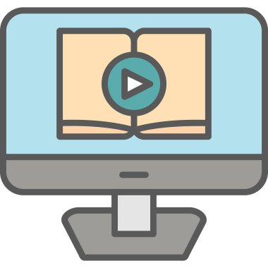 Video dersi için. Web simgesi basit illüstrasyon