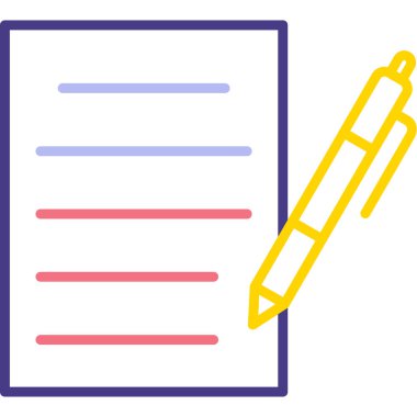 belge ve kalem simgesi düz tasarım