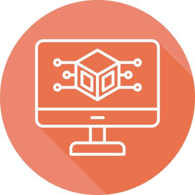 Bilgisayar Simülasyonu simgesi, vektör illüstrasyonu basit tasarım