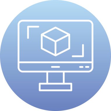 3D modelli bilgisayar ekranı, vektör illüstrasyonu