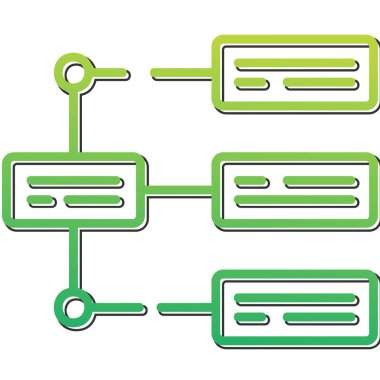 İş diyagramı simgesi. Ağ şeması simgesi. Veritabanı sembolü, vektör illüstrasyonu