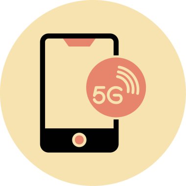 Smartphone 'da 5G Ağı. Renkli Vektör Simgesi