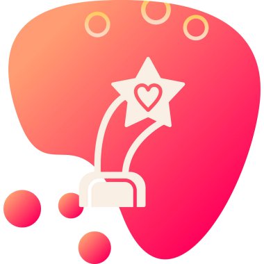 İçinde kalp olan yıldız şeklinde bir heykel. Web simgesi basit illüstrasyon