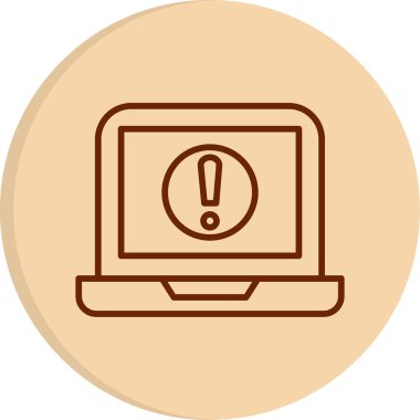 Dizüstü bilgisayar ekranında ünlem işareti, vektör illüstrasyonu basit tasarım