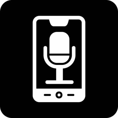 Telefon Kaydı, mikrofon ikonu vektör çizimi