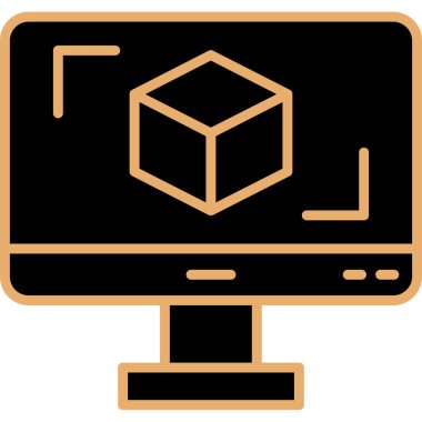 3D modelli bilgisayar ekranı, vektör illüstrasyonu