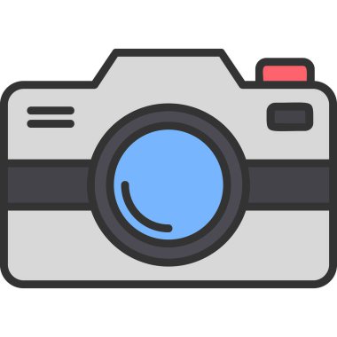 Fotoğraf makinesi simgesi, vektör illüstrasyonu. düz tasarım biçimi              