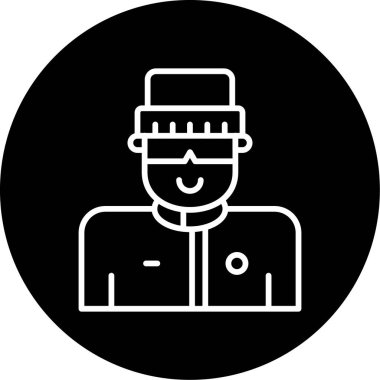 Kayakçı avatar simgesi. vektör illüstrasyonu        