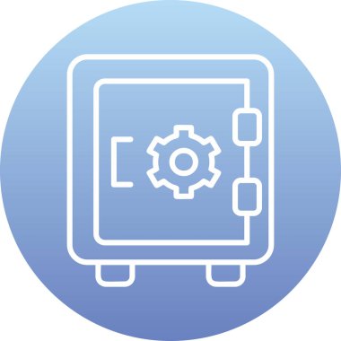 Dolap, güvenli, Vector Line Illustration. İş ve Finans simgesi.