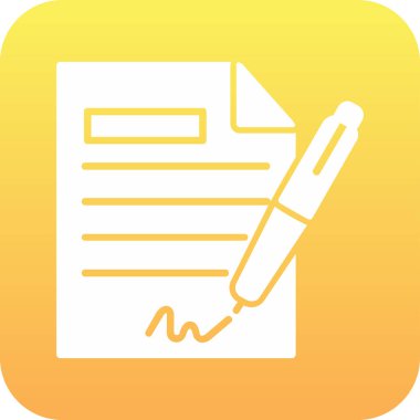 Sözleşme simgesi imzalama, basit vektör illüstrasyonu