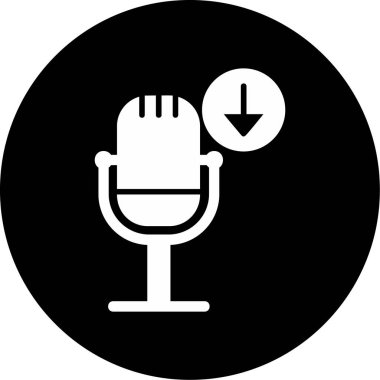 Podcast İndirme. Web simgesi basit illüstrasyon        