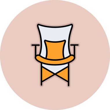 Kamp Sandalyesi Web simgesi, vektör illüstrasyonu