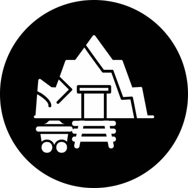 Taş mağara girişi. Taşlı madenin vektör illüstrasyonu