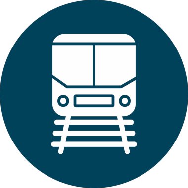 Demiryolu raylarındaki tren simgesi, vektör illüstrasyonu 