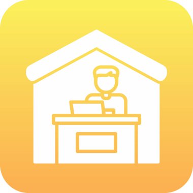 Ev hattı ikonunda çalış. Dışarıdan iş ilanı. Uzaktan ofis çalışanı sembolü. Kalite tasarım elemanı. Satır biçimi ev simgesi