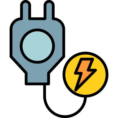 Elektrik prizi ve yıldırımın vektör çizimi