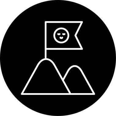 Bir bayrak ve dağların vektör illüstrasyonu