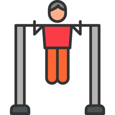 Çubuk Simgesini Aç, Çekme Egzersizi Yapan Kişi. Vektör İllüstrasyonu 