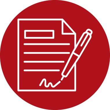 Sözleşme simgesi imzalama, basit vektör illüstrasyonu