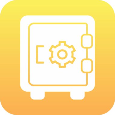 Dolap, güvenli, Vector Line Illustration. İş ve Finans simgesi.