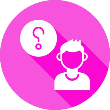 Müşteri Soru simgesi, vektör illüstrasyonu. Logotype. Konuşma balonunda soru işareti olan çocuk Avatar 'ı  