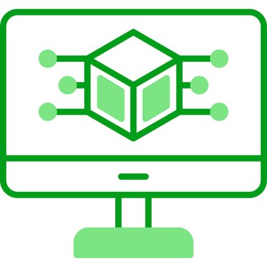 Bilgisayar Simülasyonu simgesi, vektör illüstrasyonu basit tasarım