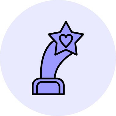 İçinde kalp olan yıldız şeklinde bir heykel. Web simgesi basit illüstrasyon