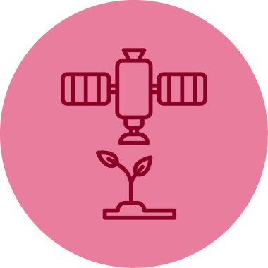 Uydu ve bitki simgesi, vektör illüstrasyonu 