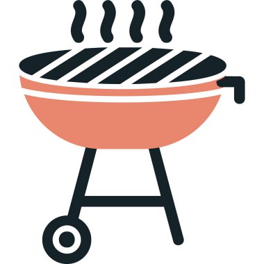 BBQ Grill web simgesi, vektör illüstrasyonu 