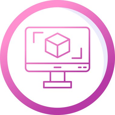 3D modelli bilgisayar ekranı, vektör illüstrasyonu