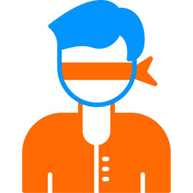 Gözleri bağlı bir adam. Web simgesi vektör illüstrasyonu