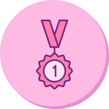 Kurdele ikon vektör illüstrasyonlu madalya 