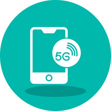 Smartphone 'da 5G Ağı. Renkli Vektör Simgesi