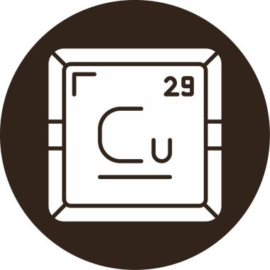 Bakır Cu kimyasal element simgesi. Periyodik tablonun kimyasal elementi. Atom numarası ile imzala 