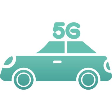 5G sembollü akıllı araba simgesi. Vektör illüstrasyonu